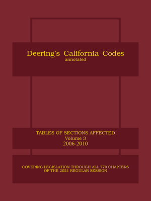 cover image of Deering's California Table of Sections Affected